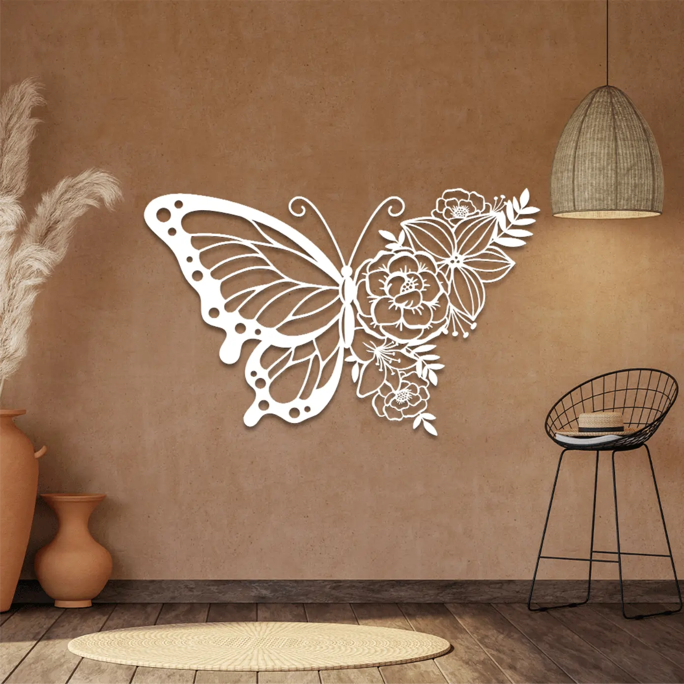 Escultura de Parede | Borboleta em Flores