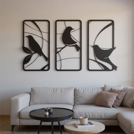 Escultura de Parede | Pássaros Trio Alado