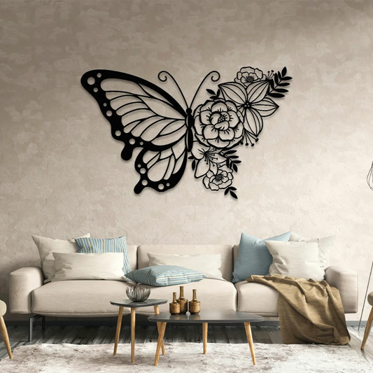 Escultura de Parede | Borboleta em Flores