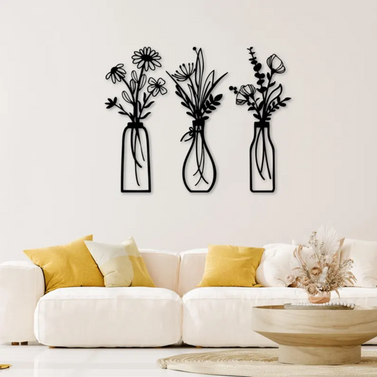 Escultura de Parede | Flores em Vaso